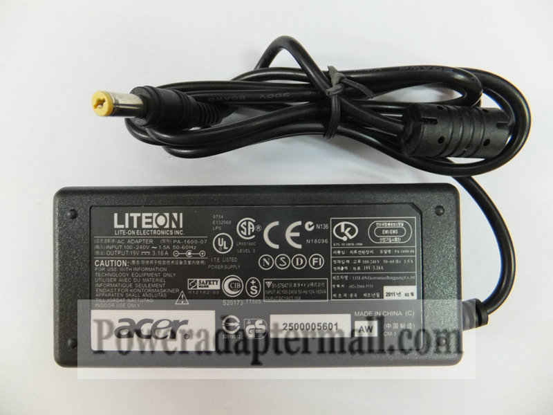 19V 3.16A 60W Acer 91.48R28.003 91.42S28.002 AC Adapter charger
