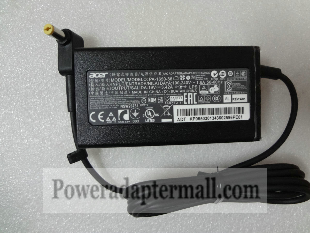 Genuine Slim 19V 3.42A ACER PA-1650-86 AC Adapter power Supply