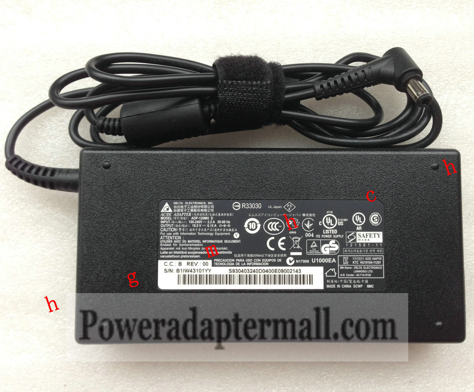 Original 120W Slim Delta A12-120P1A MSI GP60 AC Adapter power