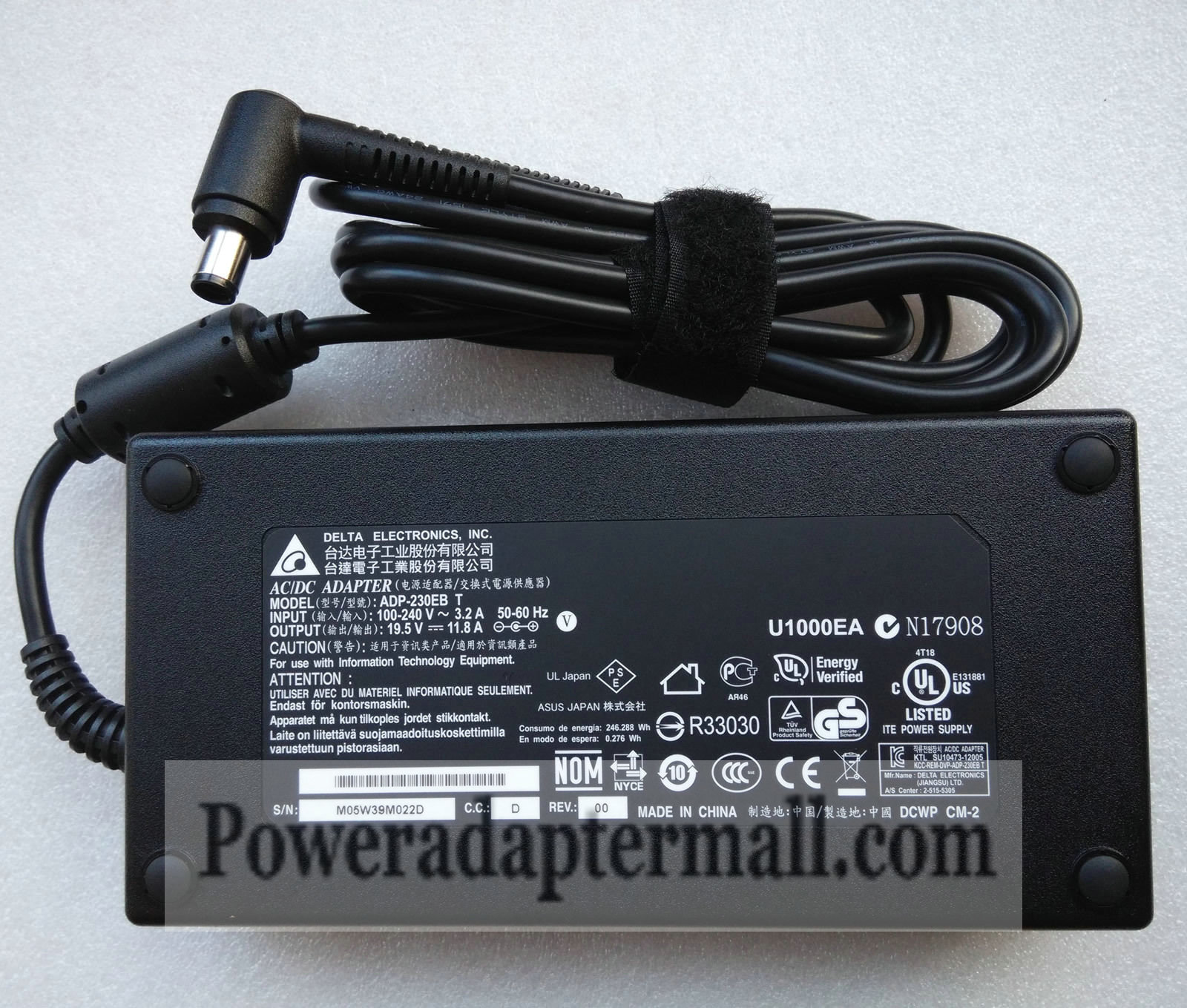 Original 230W MSI GT72 2QE-205AU AC Power Adapter ADP-230EB T