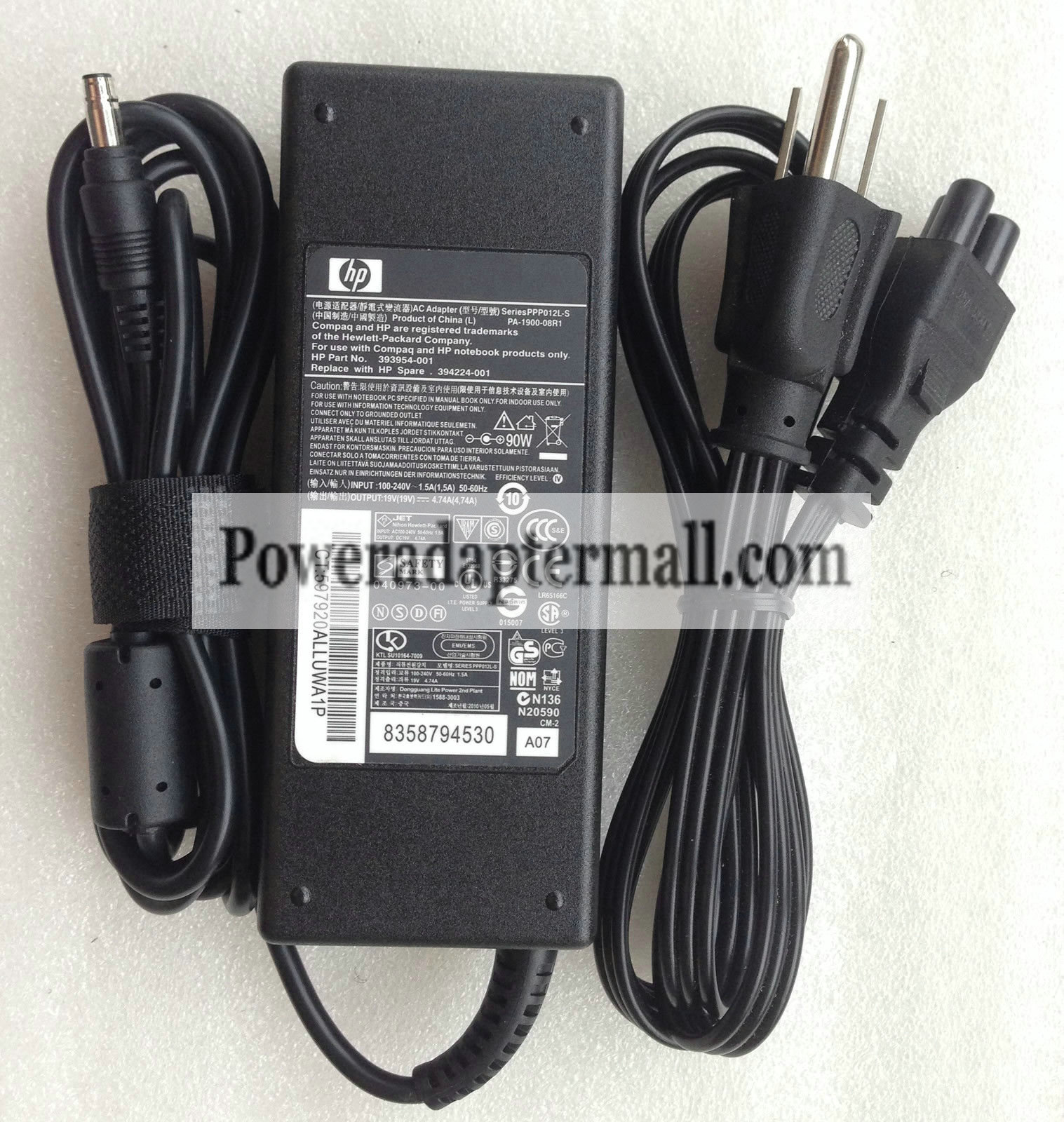 19V 4.74A 90W HP PA-1900-05C1 PPP014L 286755-001 AC Adapter