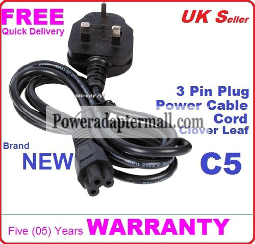 10 x 3 pin UK Plug C5 Power cable cord Lead for laptop notebook