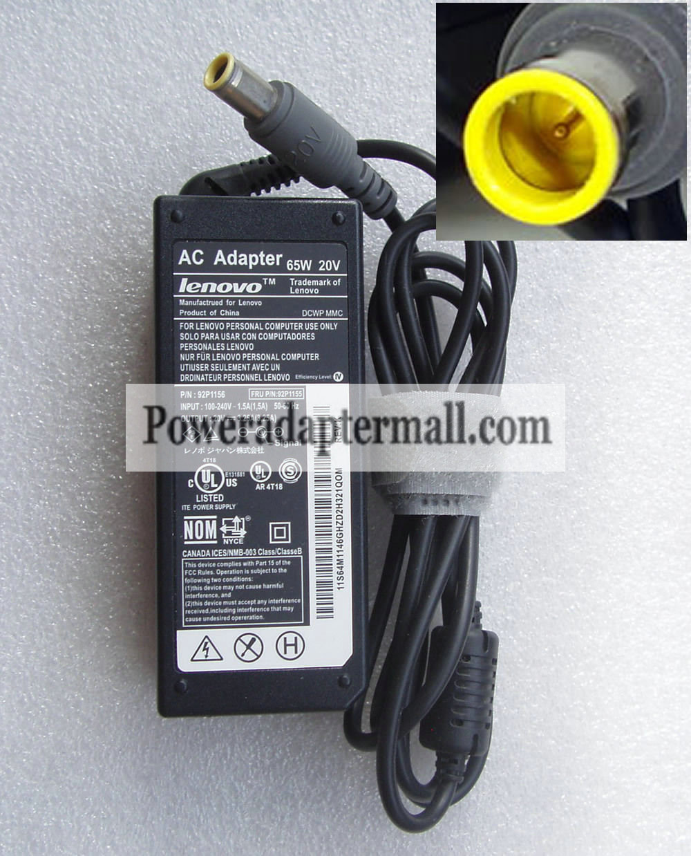 65W AC Power Adapter Supply Cord for IBM Lenovo 92P1211 40Y7699