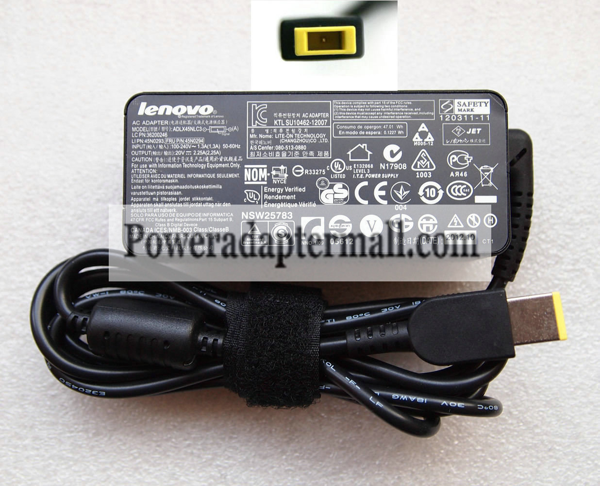 20V 2.25A Lenovo ADLX45NCC3A 45N0245 45W AC Adapter Charger cord