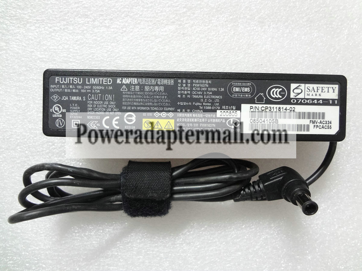 Original 16V 3.75A Fujitsu PXW1637N CP311814-02 AC Power Adapter