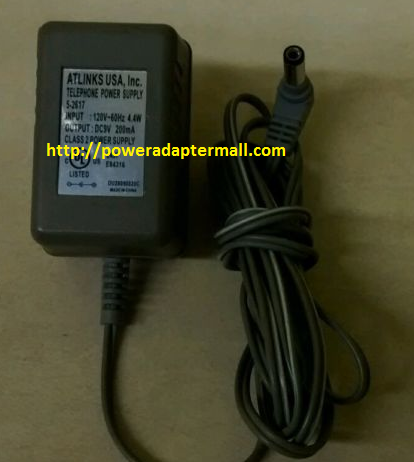 NEW Atlinks USA Mod# 5-2617 9V 200 MA Class 2 Telephone Power Supply Adapter - Click Image to Close