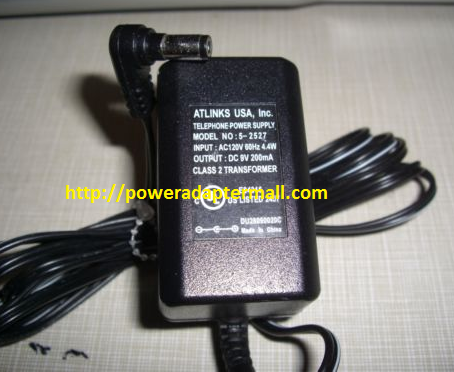 rand New AW35 ATLINKS 5-2527 9V 200mA +TIP AW35 AL29 WALL WART TELEPHONE AC ADAPTER