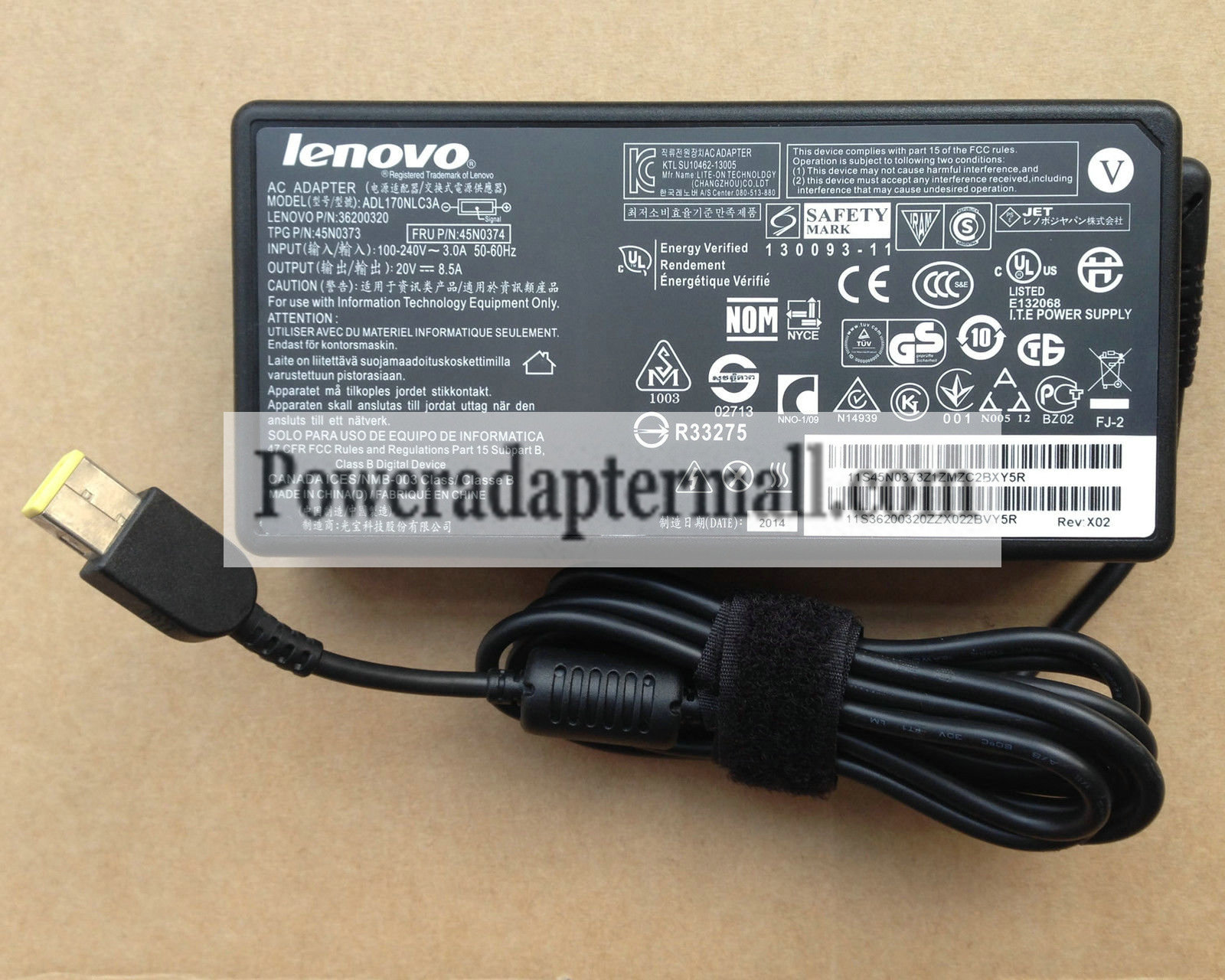 Original 170W Lenovo 45N0370 45N0372 45N0734 AC Adapter Cord