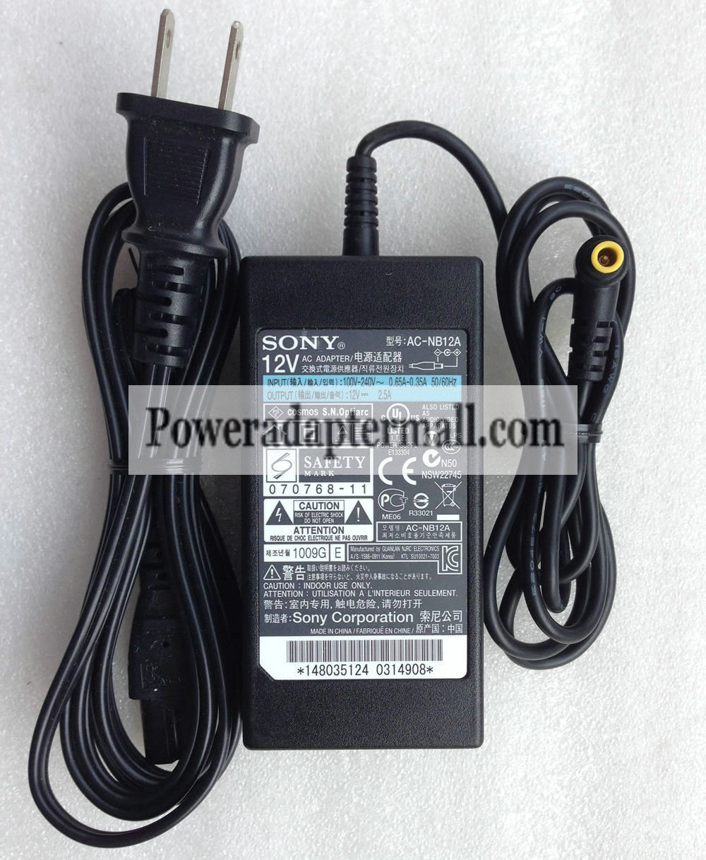 Original 12V 2.5A AC-NB12A Sony DVDirect VRD-MC3 AC Adapter