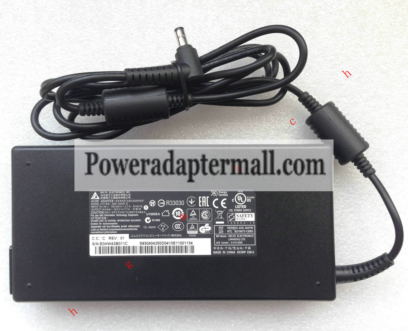 150W 19.5V 7.7A Clevo P651SE Gaming Notebook AC Adapter