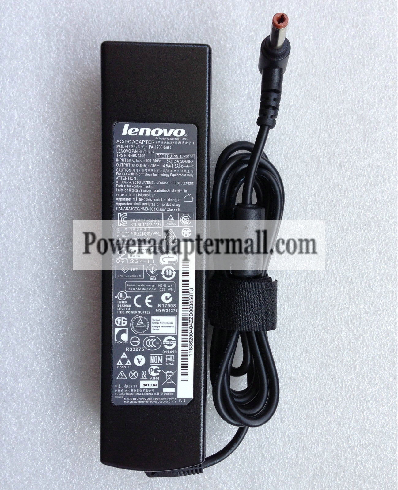Lenovo G780/i7-3612QM 20V 4.5A AC Power Adapter Charger