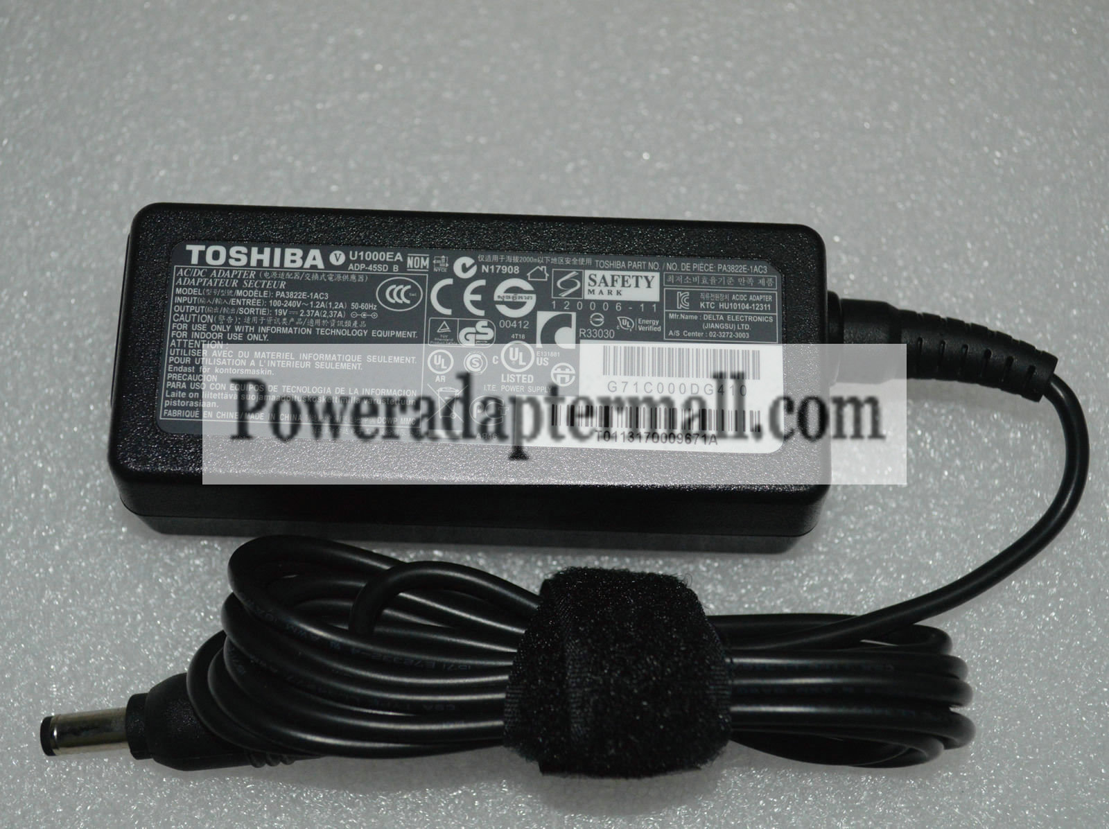 19V 2.37A 45W Toshiba libretto W100 W105 PA5096U-1ACA AC Adapter