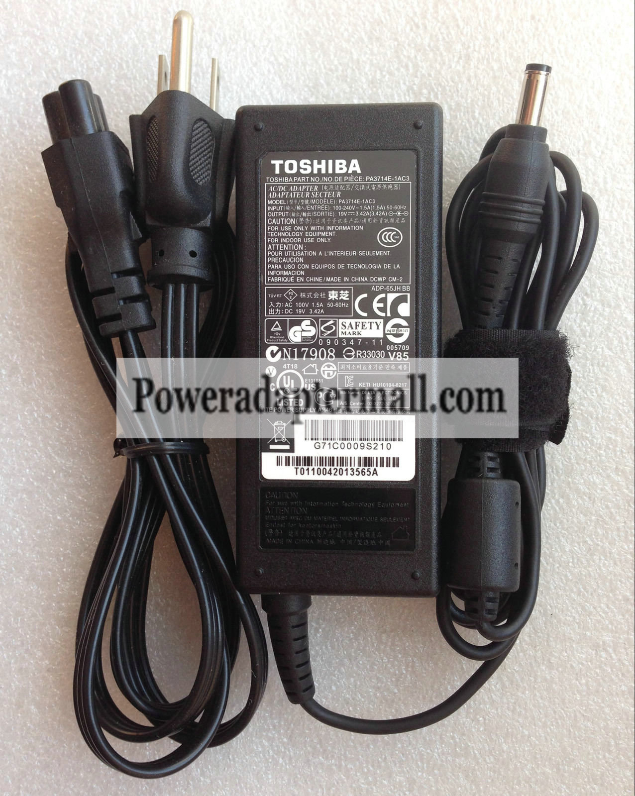 Toshiba PA3714E-1AC3 19V 3.42A 65W AC Adapter Cord/Charger