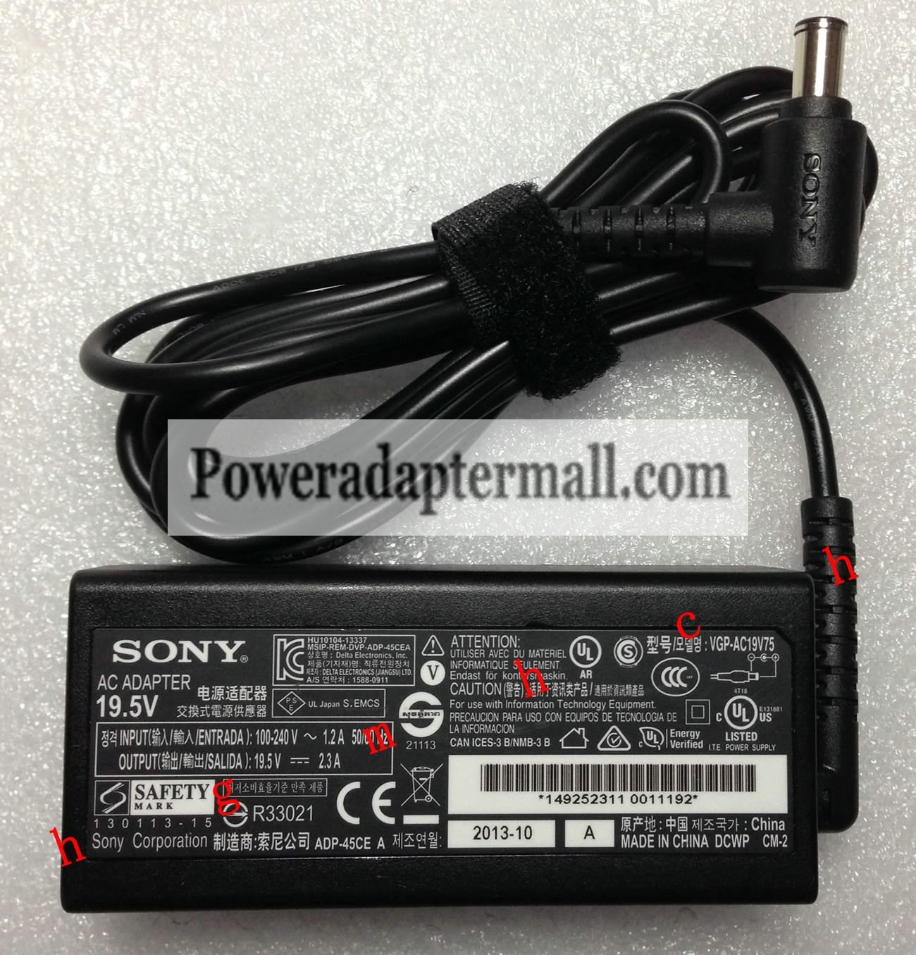 19.5V 2.3A Sony VGP-AC19V75 VGP-AC19V76 Fit 14A AC Adapter Power