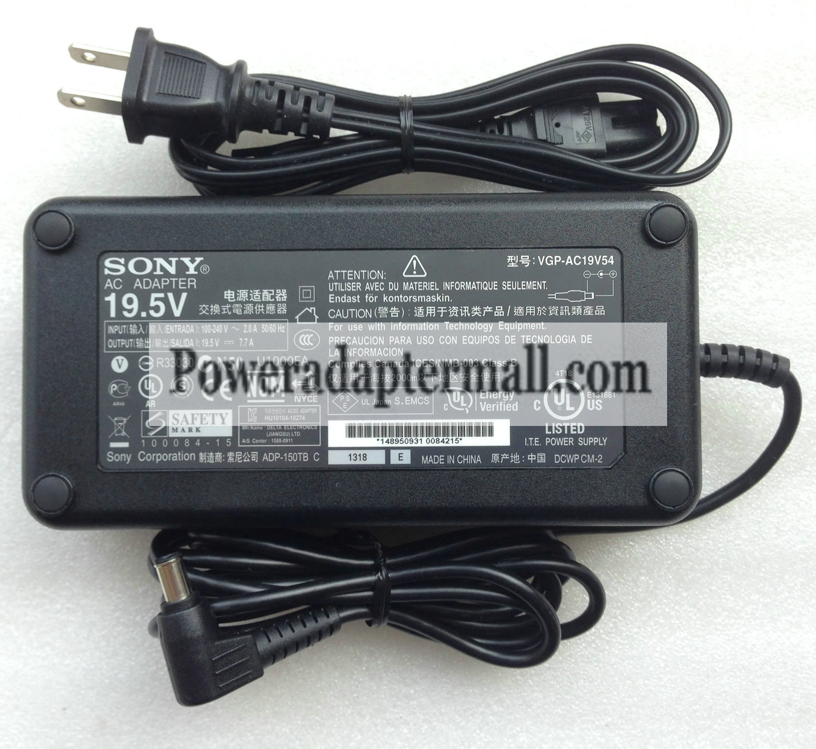 19.5V 7.7A Sony VPCL22V1E VPCL22Z1E VPCL229FG AC power Adapter