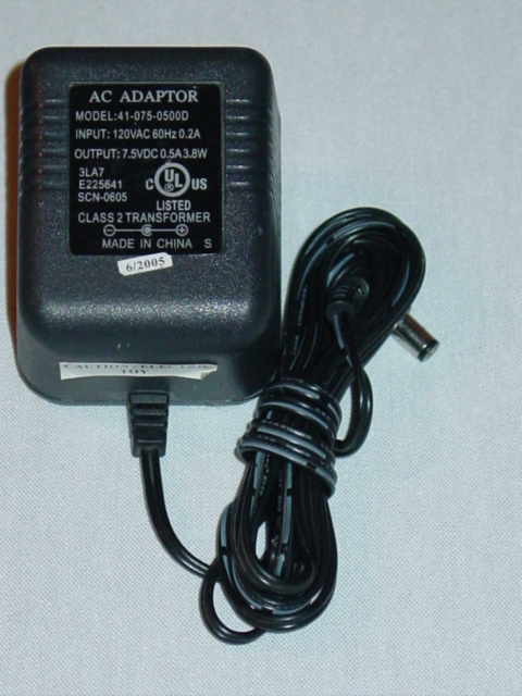 NEW 41-075-0500D AC Adapter 7.5V DC 500mA 0.5A