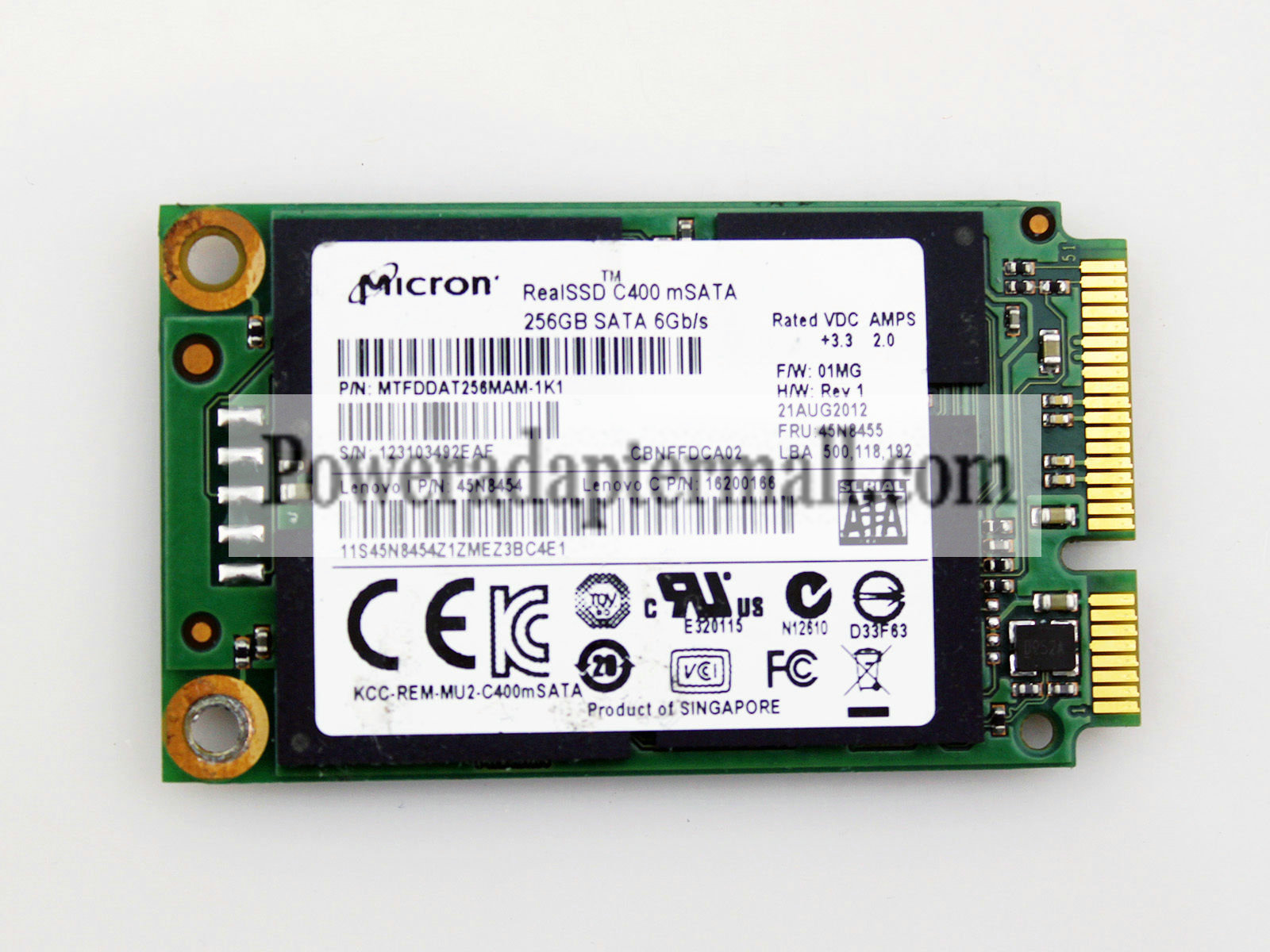 Micron 256GB SSD mSATA 45N8455 mini PCI-E Solid State Drive