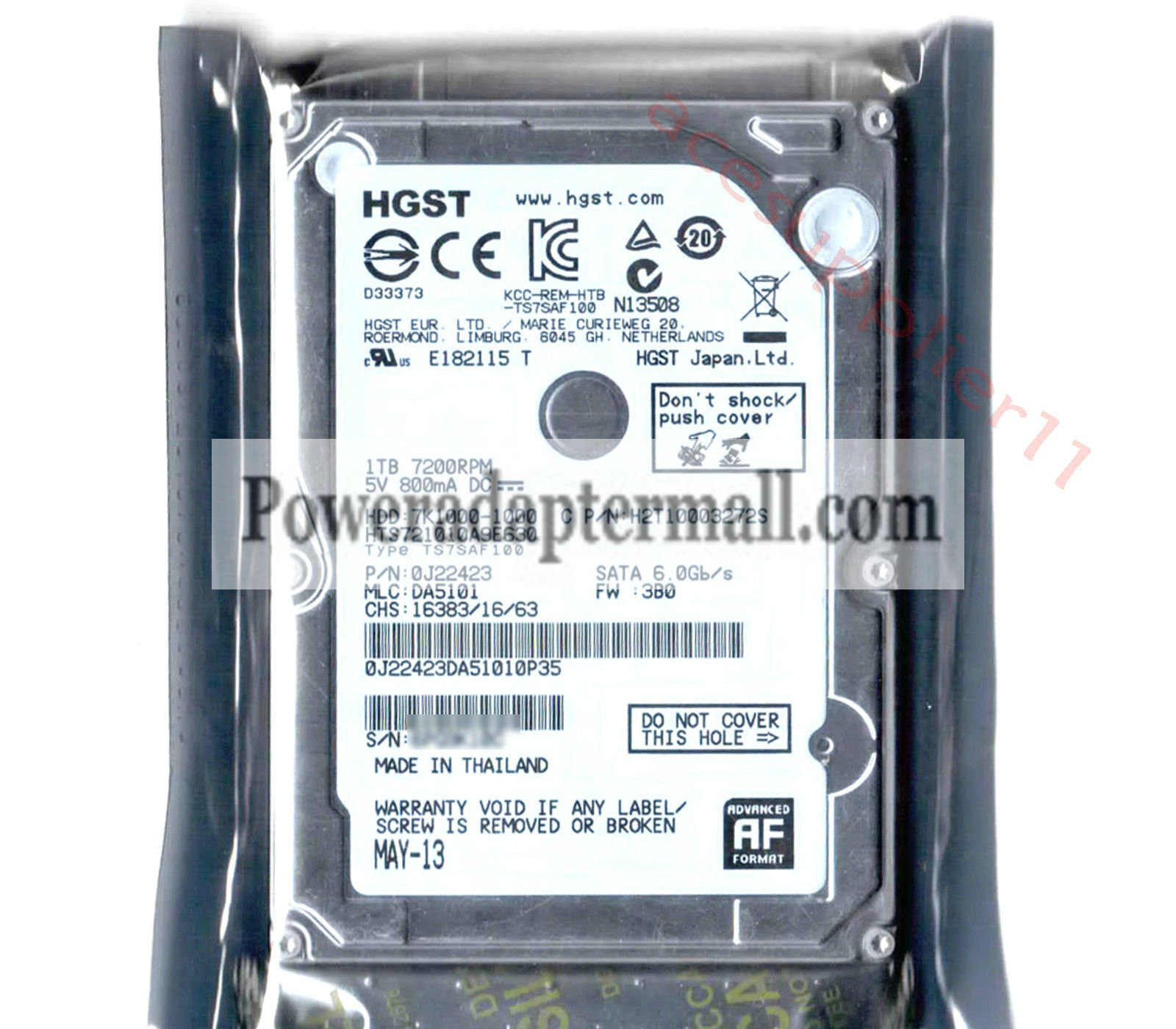 2.5" HGST HTS721010A9E630 Hard Drive SATAIII 1TB 1000GB 7200RPM