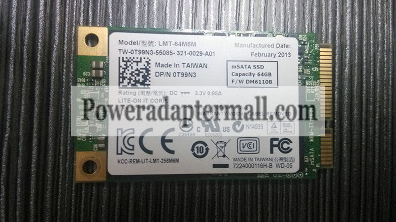 New Liteon LMT-64M6M SSD 64GB MINI PCI-E M-SATA 3.0