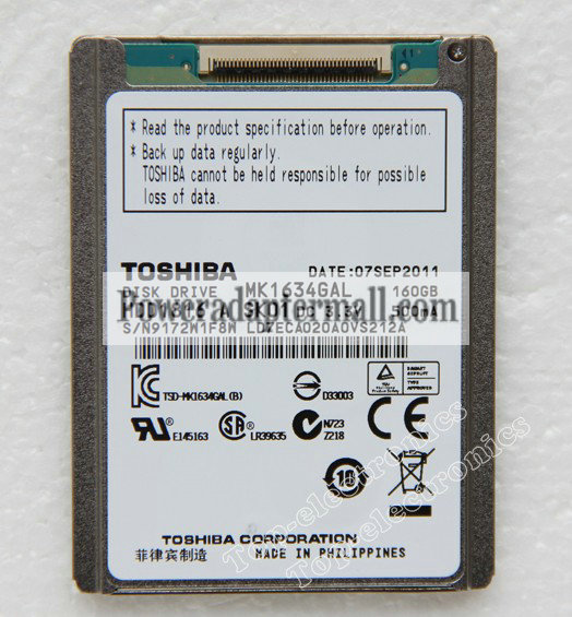 1.8" TOSHIBA MK1634GAL 4200RPM 160GB 5MM Hard Drive