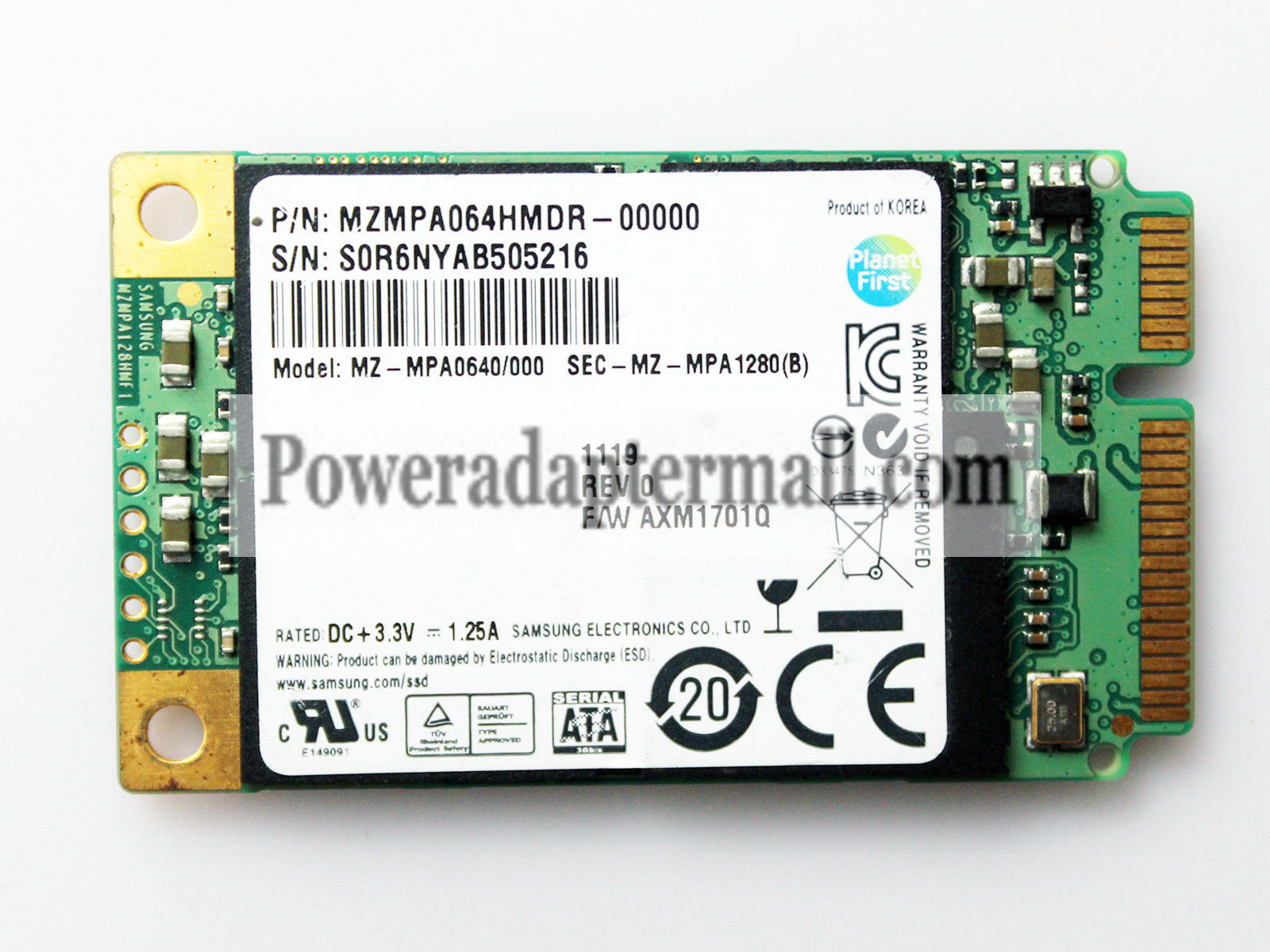 Samsung 64GB SSD Solid State Drive mSATA MZMPA064HMDR-00000