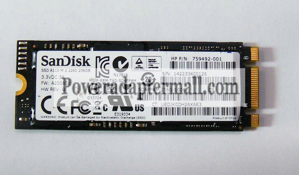 New HP ZBOOK 17 G2 Sandisk A110 SD6PP4M-256G NGFF mSATA3 SSD