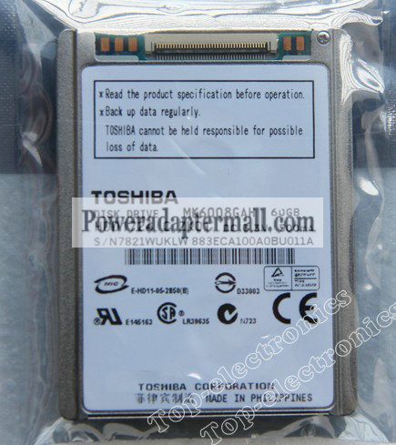 1.8" Toshiba 60GB MK6008GAH CE ZIF 4200 RPM Disk Drive HDD
