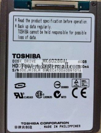 1.8"Toshiba MK6028GAL 60GB ZIF Disk Drive for Hp Mini Notebook