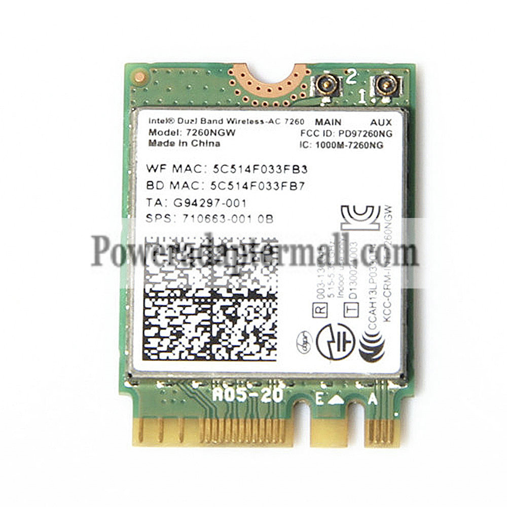 Intel 7260NGW AC NGFF BT4.0 Dual Band Half Mini Wireless Card