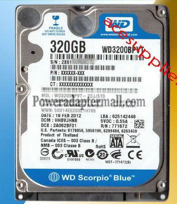 Western Digital WD3200BPVT Hard Drive 2.5" SATA 320GB 9.5mm 8M