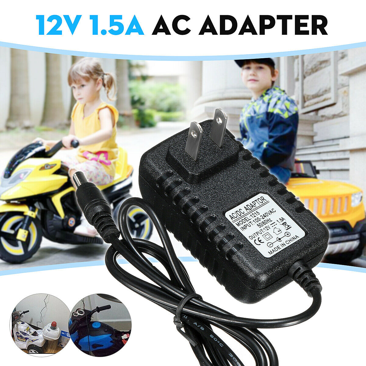 12V 1A Battery Charger Adapter For Kids ATV Quad Ride On Cars Motorcycle Brand: universal MPN: ME