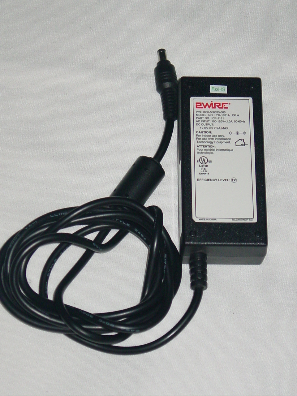 2Wire YM-1031A AC Adapter 1000-500033-000 12V 2.9A