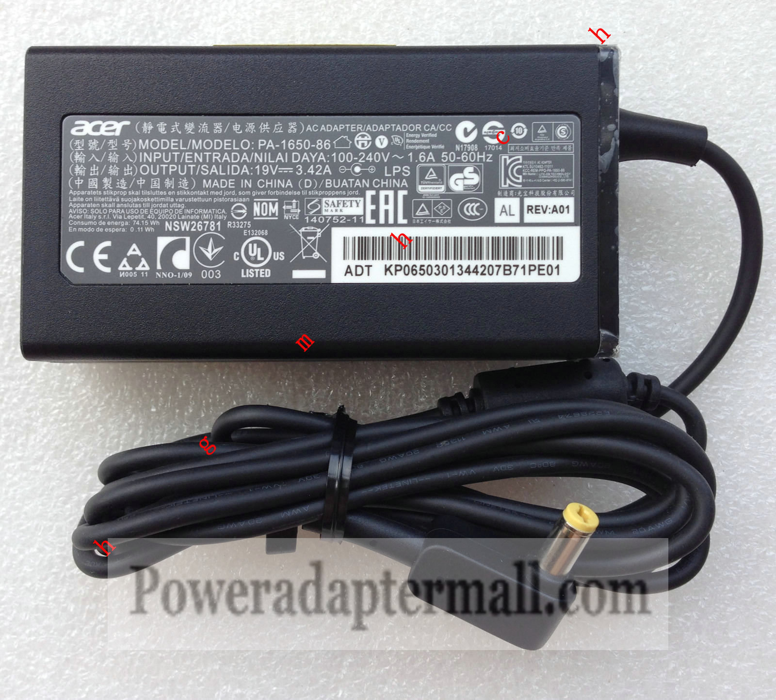 New Original 65W Acer aspire S3 PA-1650-86 power AC Adapter