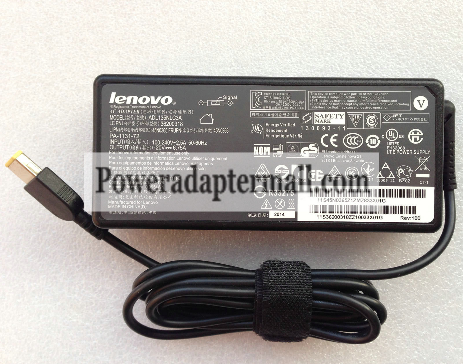 20V 6.75A Lenovo IdeaPad Y70/80DU000HUS 45N0365 AC Adapter - Click Image to Close