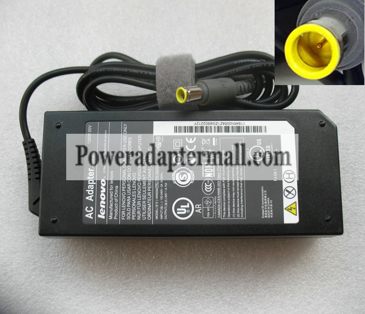 20V 6.75A Lenovo 55Y9320 55Y9321 55Y9322 Laptop AC Adapter - Click Image to Close