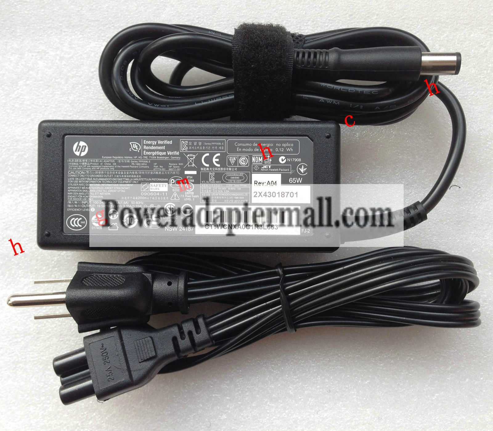 19.5V 3.33A HP 609939-001 A065R00DL 677774-001 AC Adapter