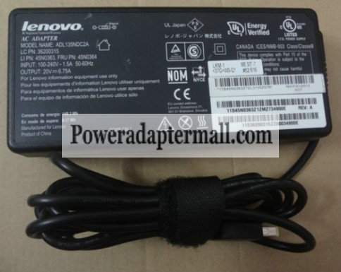 20V 6.75A Lenovo ADL135NLC2A Thinkpad T540p T440p AC Adapter - Click Image to Close