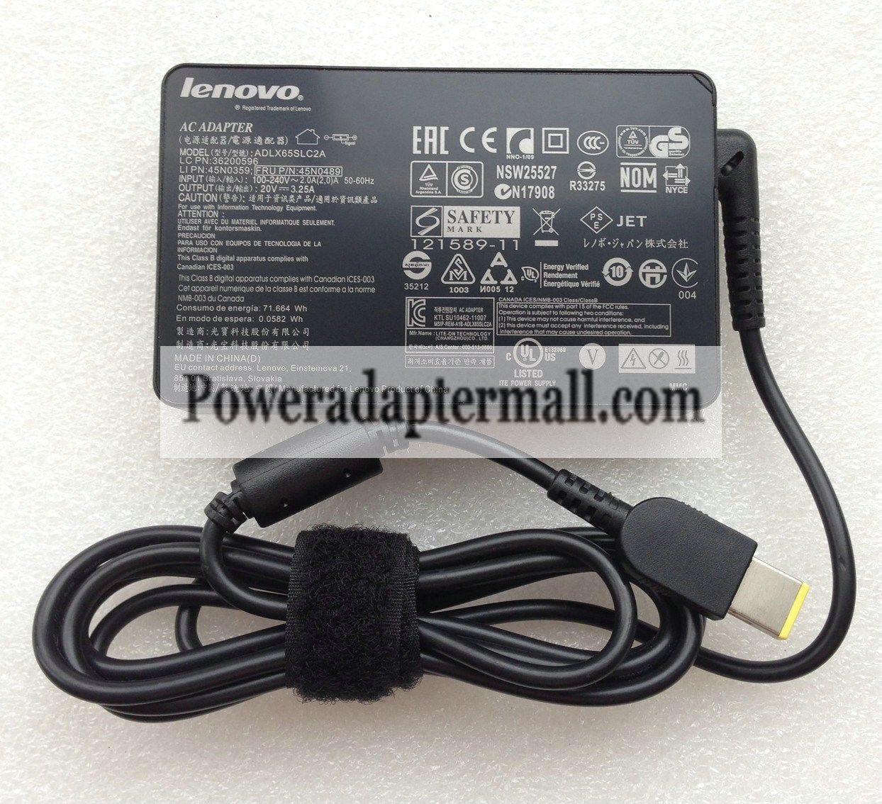 65W Lenovo 45N0266 PA-1650-37LC 36200235 AC Adapter power supply