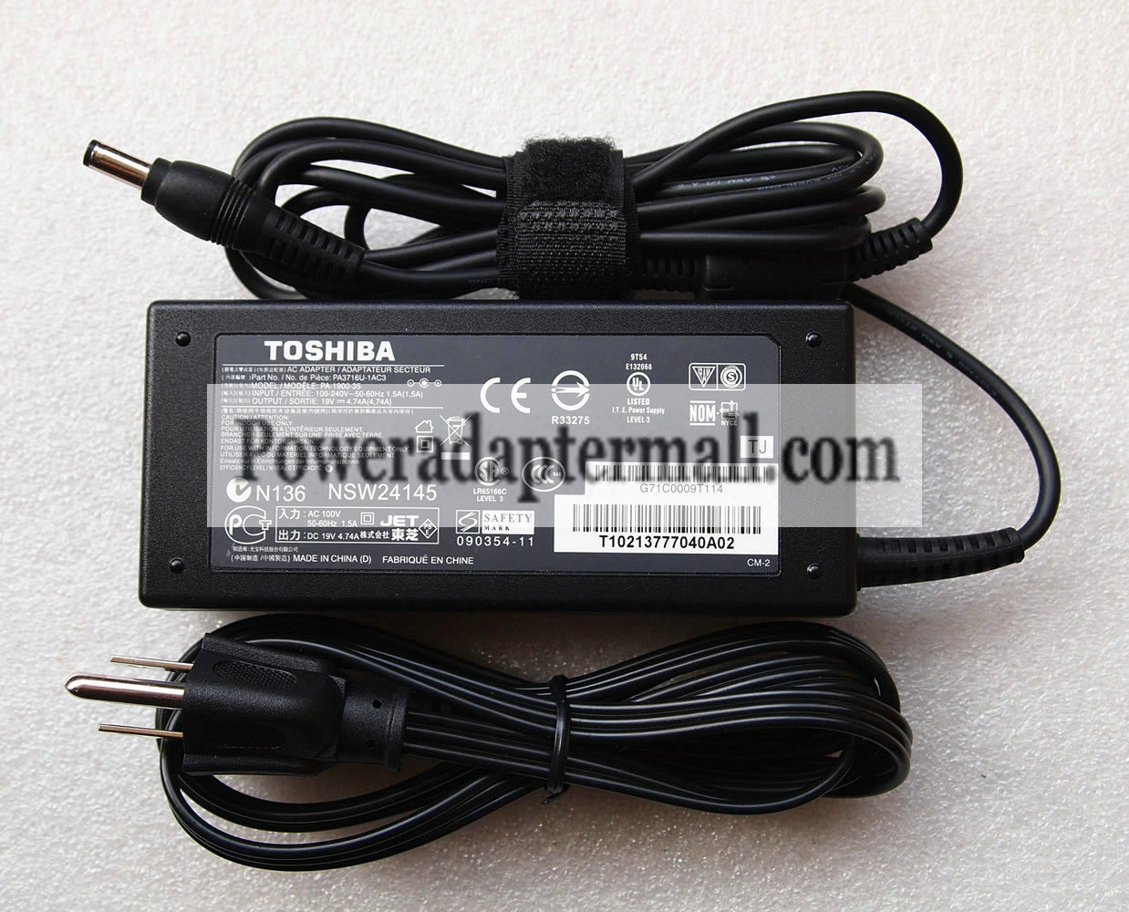 19V 4.74A 90W Toshiba PA3468U PA3468U-1ACA ADP-65DB AC Adapter - Click Image to Close