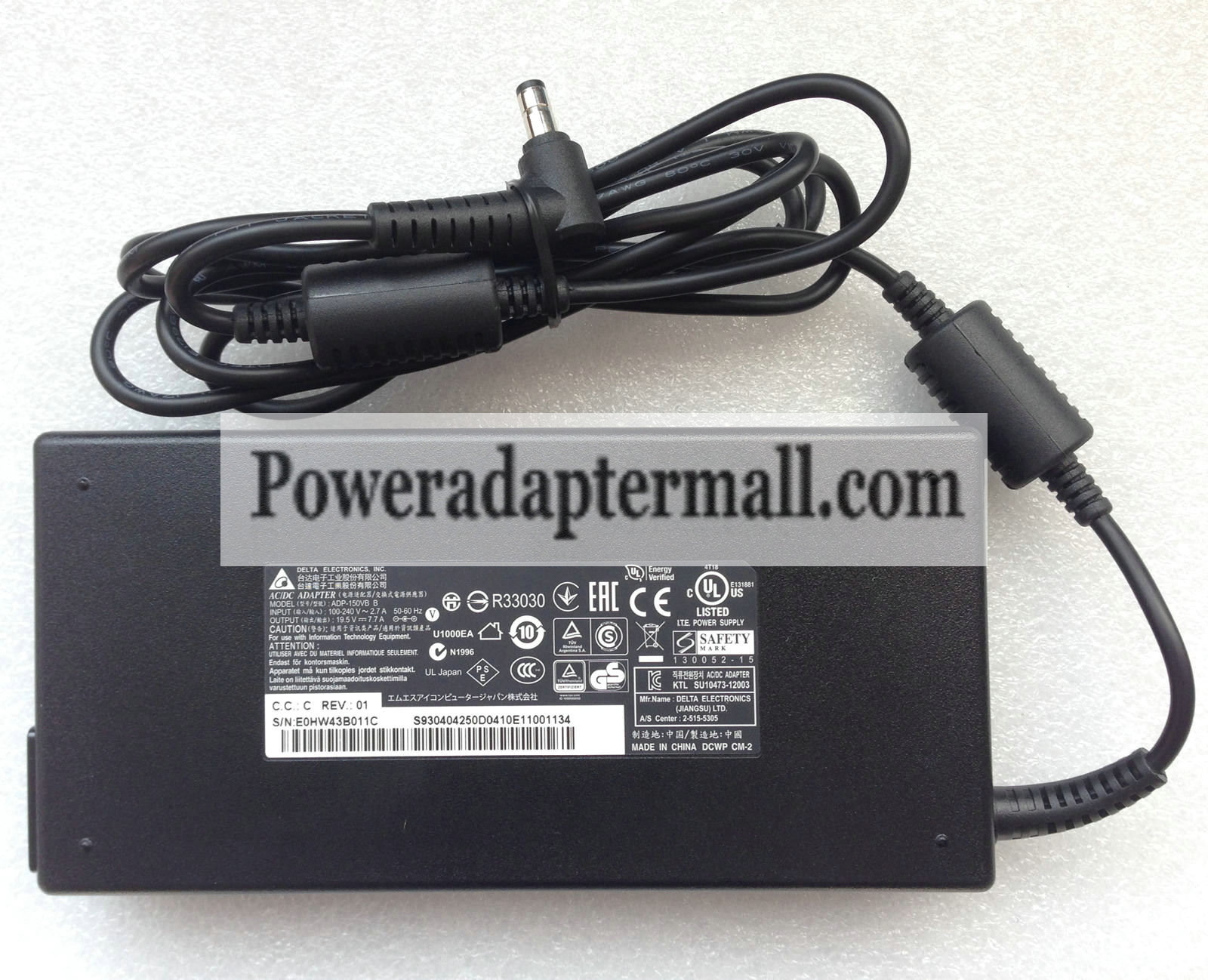 150W 19.5V 7.7A Clevo P650SE Gaming Notebook AC Adapter power