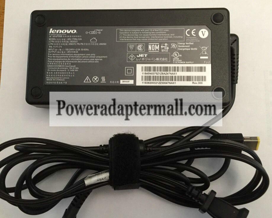 Original 170W 20V Lenovo Thinkpad ADL170NLC2A AC Adapter Charger - Click Image to Close