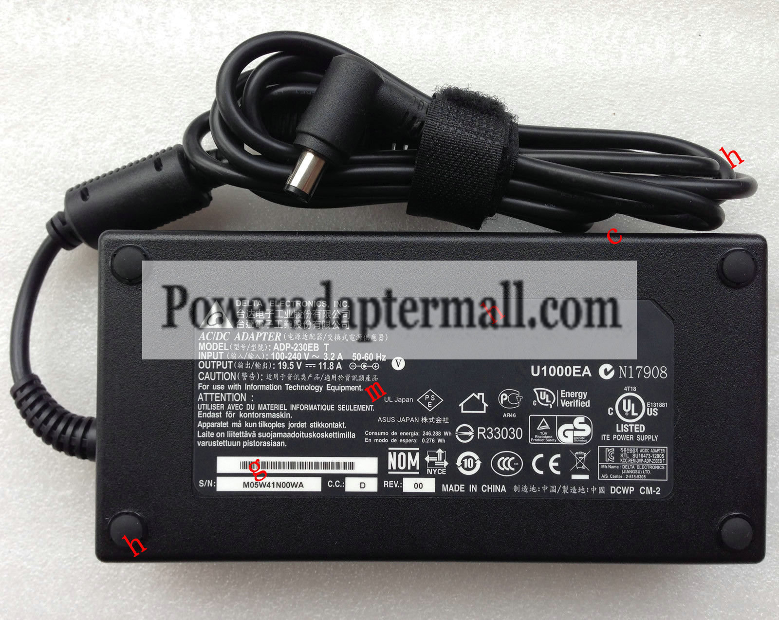 NEW Original 230W Delta ADP-230EB T 0A001-00390000 AC Adapter - Click Image to Close