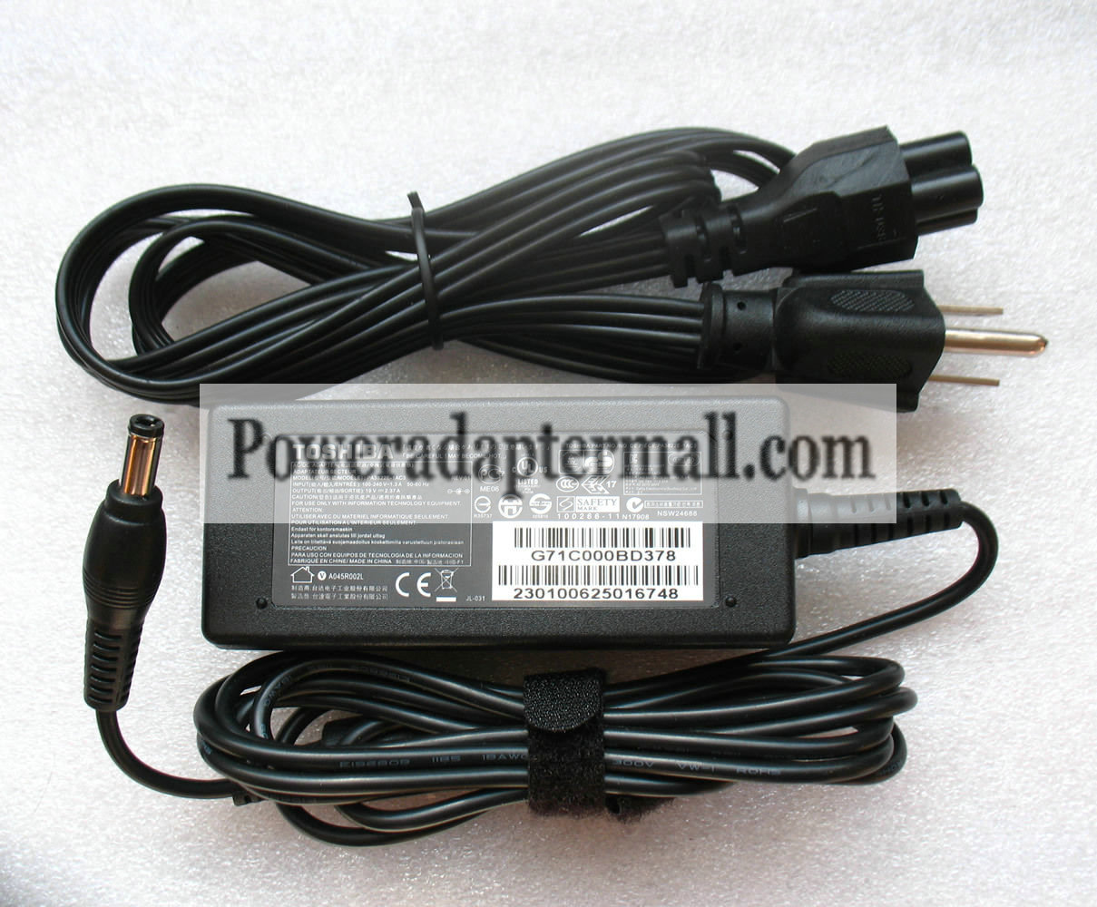 19V 2.37A 45W Toshiba PA3822U-1ACA PA5044U-1ACA AC Adapter - Click Image to Close