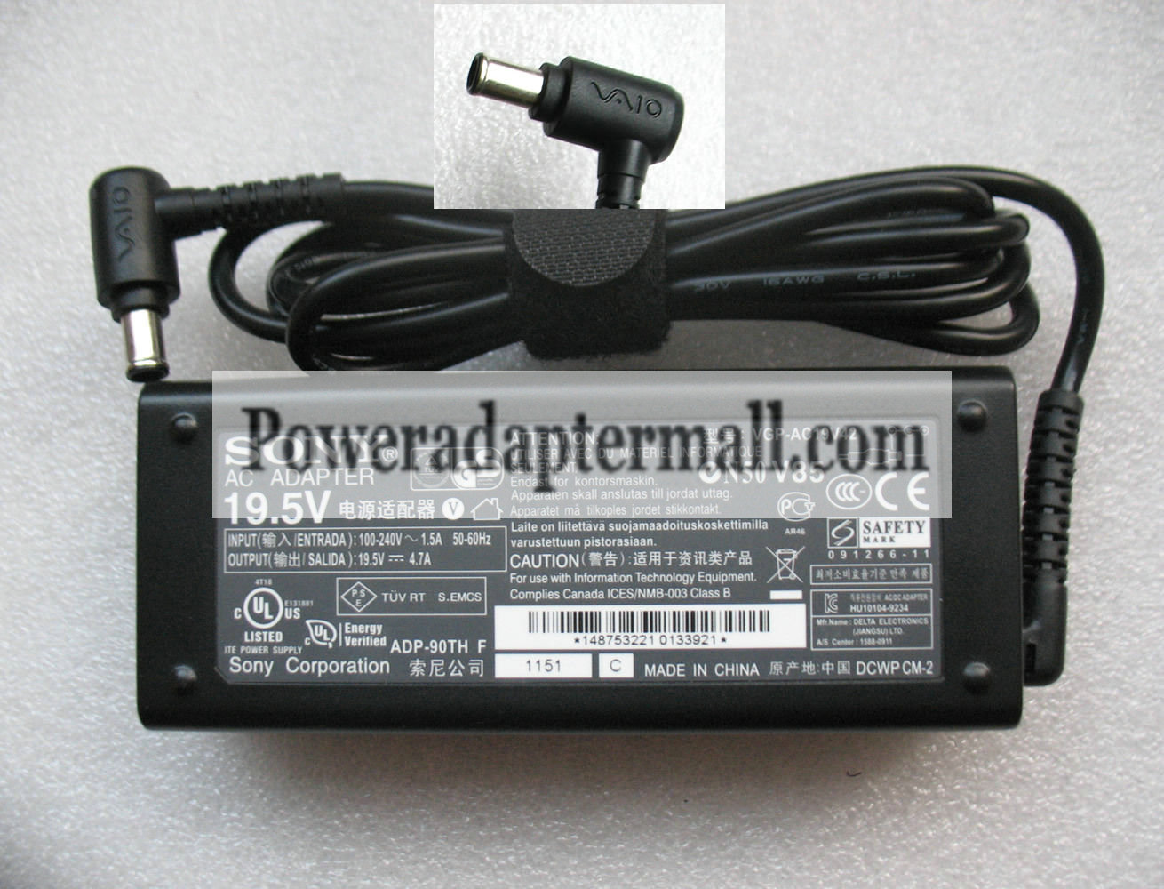 new original 90W SONY VAIO VGP-AC19V12 VGP-AC19V27 AC Adapter