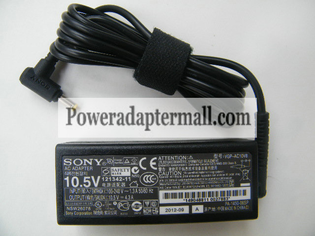 10.5V 4.3A Sony VAIO SVD11215CHB SVD11215CAB AC Adapter power