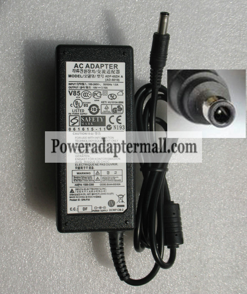 Genuine 19V 3.16A SAMSUNG NP200 NP400 AD-6019 AC Adapter charger