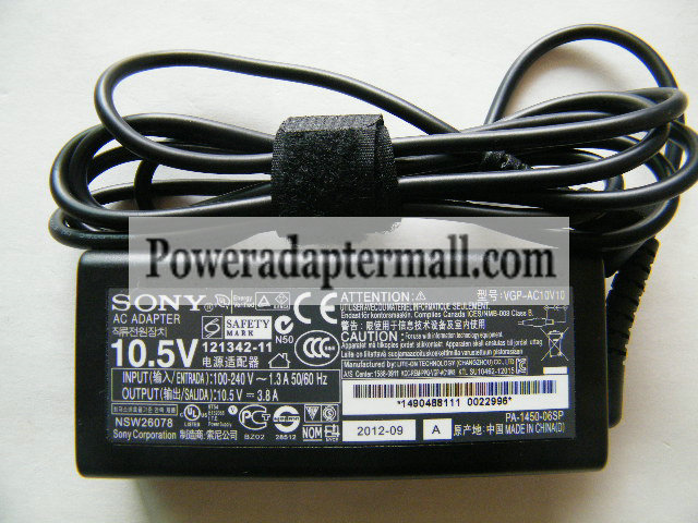 10.5V 3.8A VGP-AC10V10 Sony VAIO Pro SVP13213 AC Adapter Charger