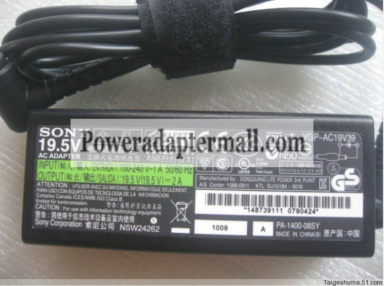19.5V 2A 40W Sony VGP-AC19V39 VGP AC19V39 ac adapter charger Pow