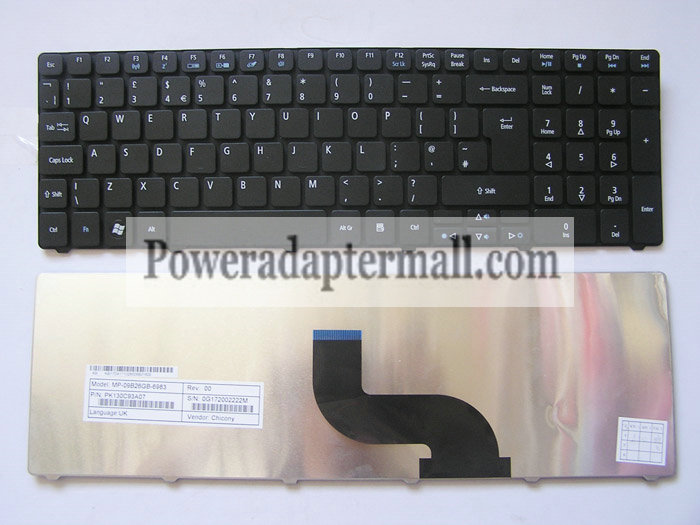 Black Acer MP-09B26GB-6983 Laptop Keyboard Acer Aspire 5810