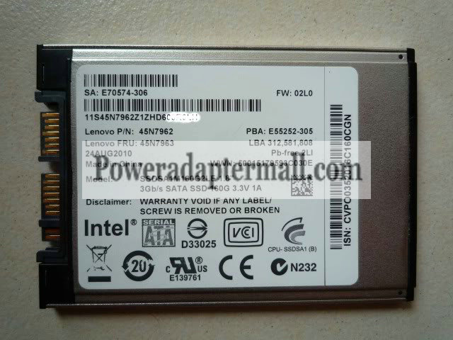 1.8"Lenovo 45N8019 (MSATA) 160GB SSD Intel X18-M G2 34nm MicroS